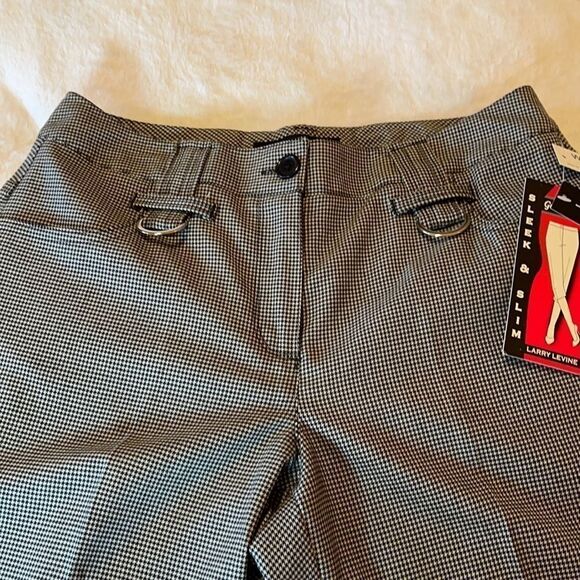 NWT Larry Levine Black & White Hounds Tooth Capris - Picture 3 of 11